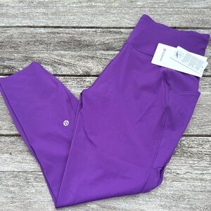 Lululemon Fast and Fre High-Rise Tight 25" 5 Pocket College Purple size 14 nwt